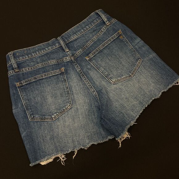 ~ Madewell 28 Denim Shorts Boho Cut-off High Rise Glen Oaks Blue Med Wash - Picture 3 of 13